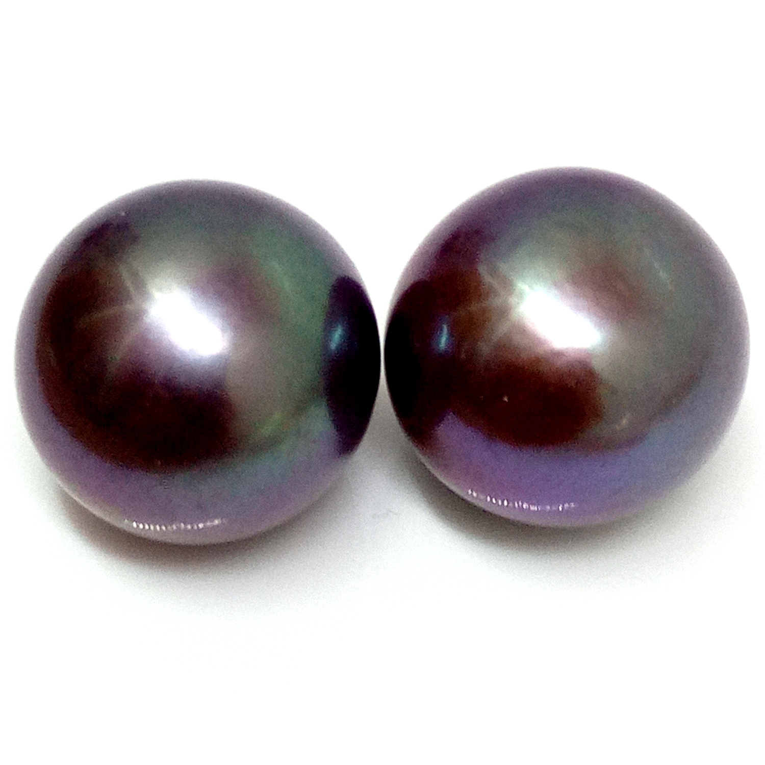 Dark Green/Purple 13.2mm Edison Pearl Pair